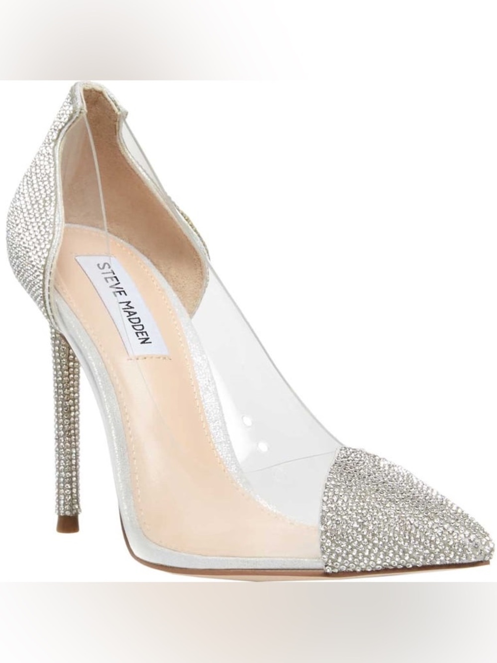 Steve Madden Silver Crystal Pointed Toe Pumps